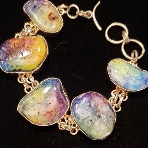Brand New S925 Stamped Silver & Rainbow Solar Quartz Bracelet.